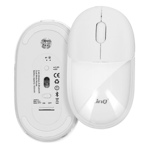 Souris Sans fil Optique Bluetooth ou WiFi 2.4 GHz LED RGB Dongle USB LinQ Blanc