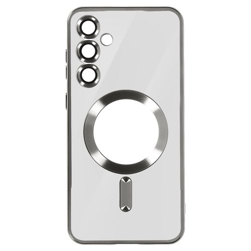 Coque Magsafe Pour Samsung S24 En Silicone Contour Chromé Argent