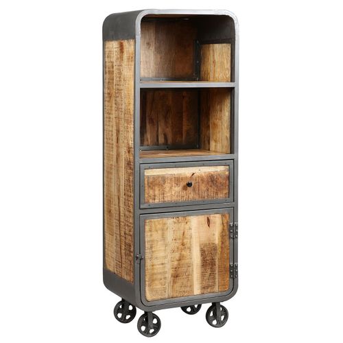 Edwin - Etagère Multi-Rangements Acier Et Bois Massif