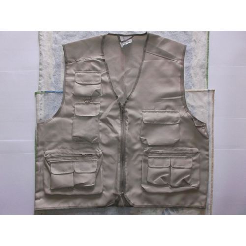 *** Gilet Multi Poches Sans Manches *** - Beige - Unisexe - 100 % Polyester - Taille Xxl