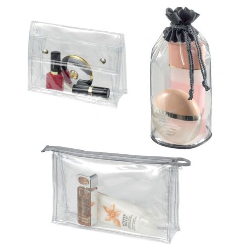 Lot de 3 pochettes transparentes différentes - maquillage - trousse toillette