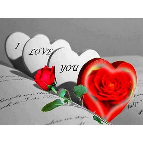 Peinture De Diamant ""I Love You"", Kit De Broderie Complète De Roses, Points De Croix Carrés Ou Ronds, Mosaïque, Décoration De Maison, Cadeau, Bricolage Sans Cadre?40x40cm