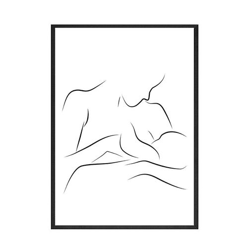 Affiche De Dessin Abstraite Et Imprimée Sur Une Ligne, Peinture Sur Toile Mère Et Bébé Sur Le Mur, Figure Sexy, Art Mural Pour La Décoration De La Maison Sans Cadre?40x40cm