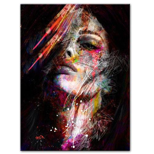 Toile D'art Murale Abstraite Colorée Pour Visage De Femme, Peinture À L'huile, Images Murales, Imprimés D'affiches Pour Hôtel, Allée, Salon, Décoration De Maison Sans Cadre?40x40cm