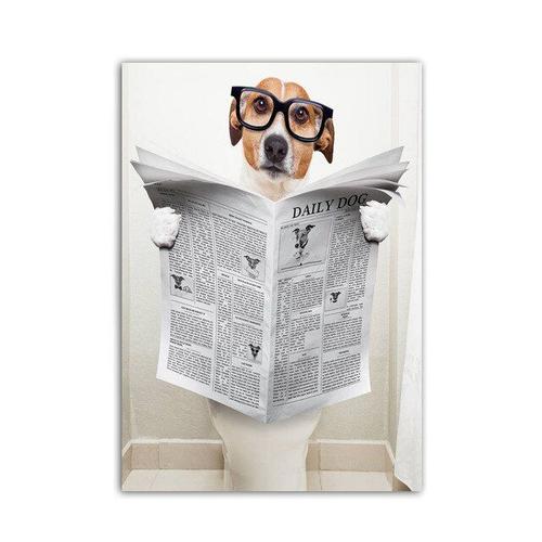 KSFHIE Toilette Toile Poster Chien Lecture Journal imprimé