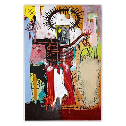 Toile De Peinture Abstraite Avec Graffitis De Jean Michel Basquiat Jesus Affiches Imprimees Images D'art Murales Pour Decoration Murale De Salon Cuadros Sans Cadre 40x40cm