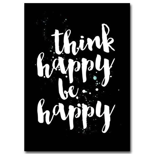 Nordique Sourire Citation Art Motivationnel Toile Affiche Impression Abstraite Noir Et Blanc Mur Art Photo Pour Enfants Chambre Décoration De La Maison Sans Cadre?40x40cm
