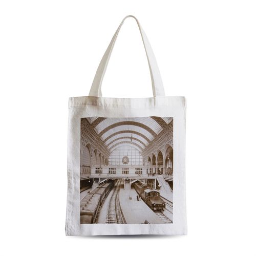 Grand Sac Shopping Plage Etudiant Gare D'Orsay Paris 1900 Photo Rare Vintage Ancien Train