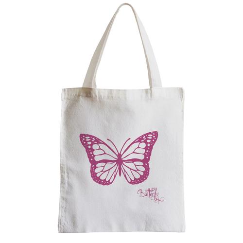 Grand Sac Shopping Plage Etudiant Papillon Rose Dessin Butterfly