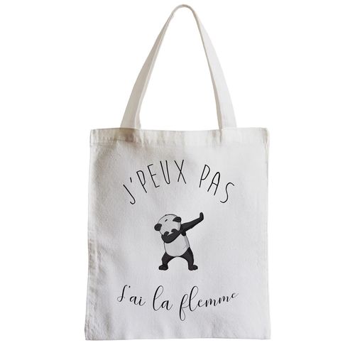 Grand Sac Shopping Plage Etudiant J'Peux Pas J'Ai La Flemme Humour Dessin le Dab du Panda Animaux