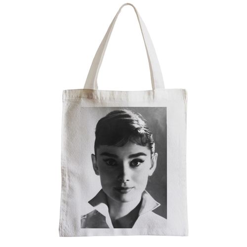 Grand Sac Shopping Plage Etudiant Photo de Star Célébrité Audrey Hepburn Actrice Vieux Cinéma Original 6