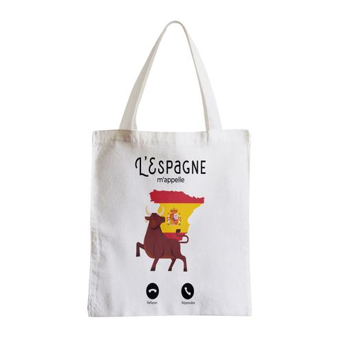 Grand Sac Shopping Plage Etudiant L'Espagne M'Appelle Drapeau Taureau Corrida