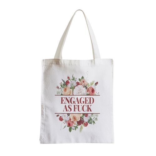 Grand Sac Shopping Plage Etudiant Engaged As Fuck Mariage Mariée Bouquet Fleurs
