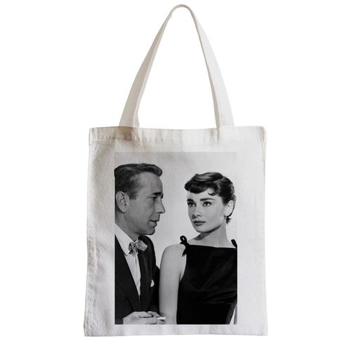 Grand Sac Shopping Plage Etudiant Photo de Star Célébrité Audrey Hepburn Actrice Vieux Cinéma Original 20