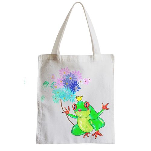 La Baleine - Collection de Créateurs - Sac Shopping Reine des Grenouilles et son Bouquet de Fleurs [Design Original]