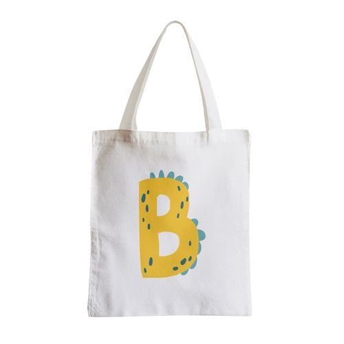 Grand Sac Shopping Plage Etudiant B Bastien Benjamin Lettre Prénom Dinosaure Dessin Enfant