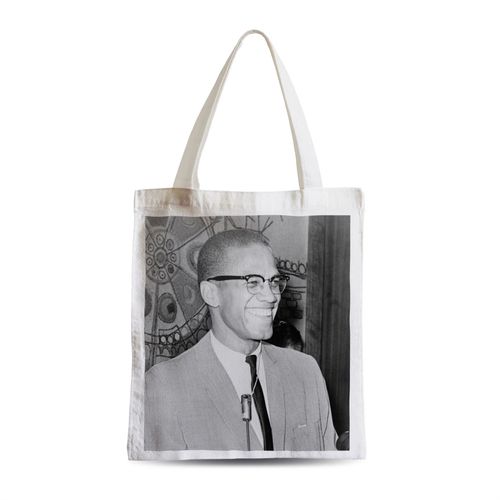 Grand Sac Shopping Plage Etudiant Malcolm X Activiste Droits de l'Homme Portrait Vintage