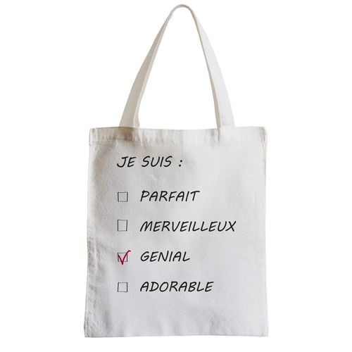 Grand Sac Shopping Plage Etudiant Cases à Cocher Homme Je suis Génial