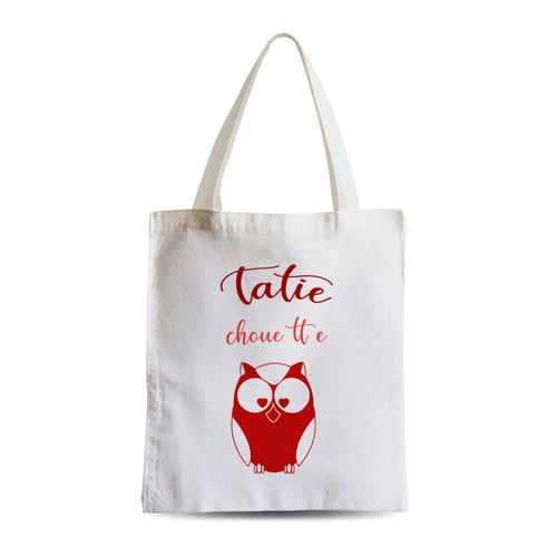 Grand Sac Shopping Plage Etudiant Tatie Chouette Tante Hibou Famille Mignon Coeur