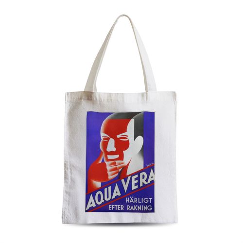 Grand Sac Shopping Plage Etudiant Aqua Vera Art Deco Publicite Suedoise Ancienne Vintage