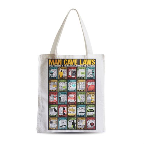 Grand Sac Shopping Plage Etudiant Poster Vintage / les lois de l'Homme des Cavernes