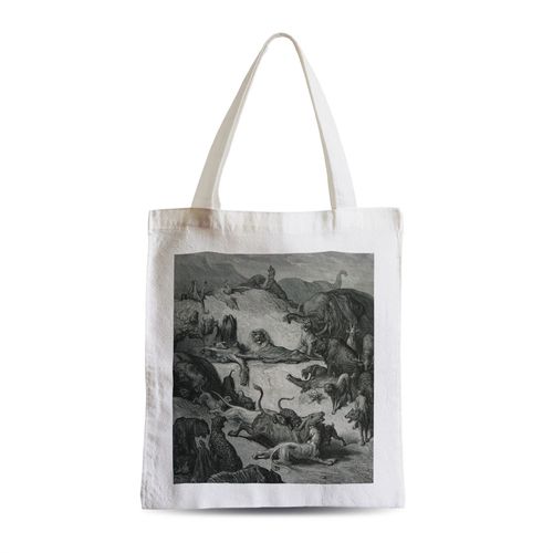Grand Sac Shopping Plage Etudiant Les Animaux Malades Et la Peste Fable LaFontaine Gustave Dore Gravure