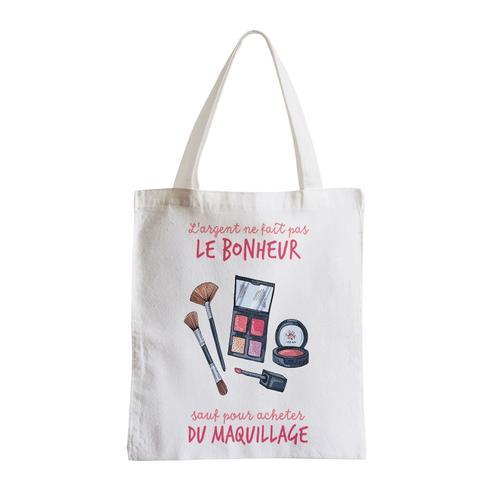 Grand Sac Shopping Plage Etudiant Maquillage - L'argent ne Fait Pas le Bonheur