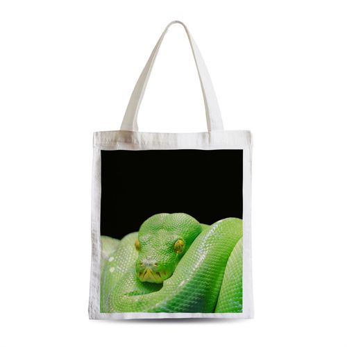 Grand Sac Shopping Plage Etudiant Python Vert Serpent Photo Nature Sauvage Reptile