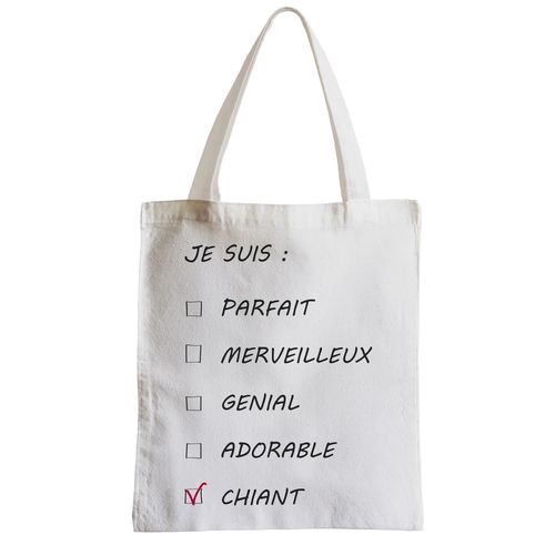 Grand Sac Shopping Plage Etudiant Cases à Cocher Homme Je suis Chiant