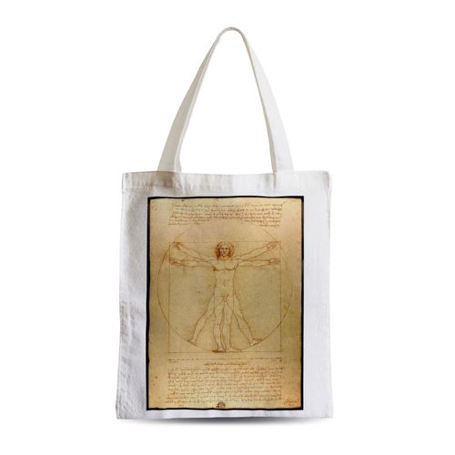 Grand Sac Shopping Plage Etudiant L'homme Leonard de Vinci Art Celebre Science Dessin
