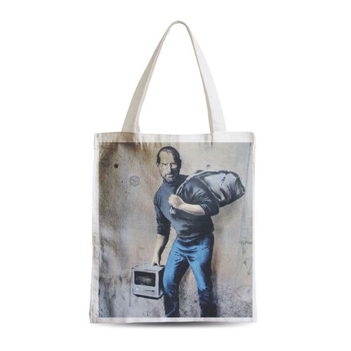 Grand Sac Shopping Plage Etudiant Banksy Steve Jobs Apple Migrant Refugie Street Art