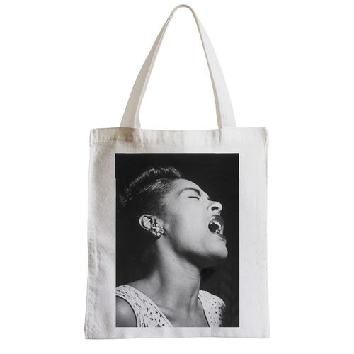 Grand Sac Shopping Plage Etudiant Photo de Star Célébrité Billie Holiday Chanteuse Vieille Musique Original 2