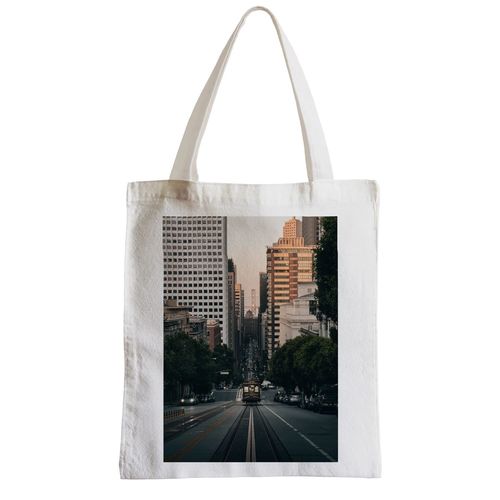 Grand Sac Shopping Plage Etudiant San Francisco Tramway Boulevard Circulation