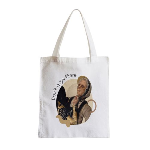 Grand Sac Shopping Plage Etudiant Don't Goya There Jeu de Mot Humour Art Peinture