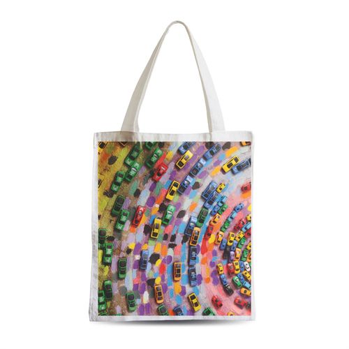 Grand Sac Shopping Plage Etudiant Arc-En-Ciel Petites Voitures Couleurs Street Art