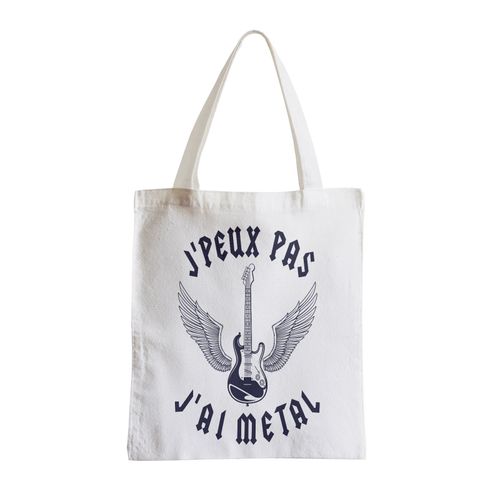 Grand Sac Shopping Plage Etudiant J'Peux Pas J'ai Métal Hard Rock Guitare Musique
