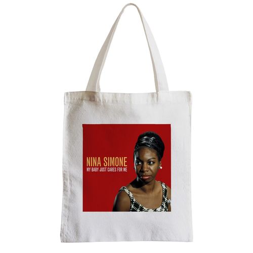 Grand Sac Shopping Plage Etudiant Vieille Affiche Nina Simone My Baby Just Cares For Me Musique Rétro Poster