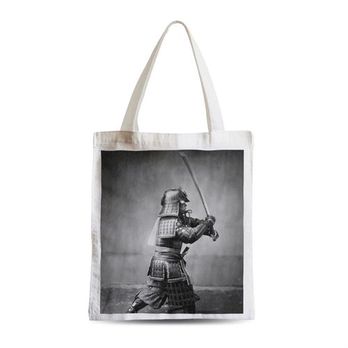 Grand Sac Shopping Plage Etudiant Samourai Photo Ancienne Japon Epee Vintage