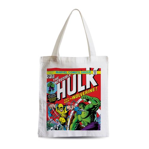 Grand Sac Shopping Plage Etudiant The Hulk and Wolverine Couverture BD Vintage Comics