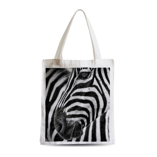 Grand Sac Shopping Plage Etudiant Tete de Zebre Animal Sauvage Savane Afrique Design Rayure