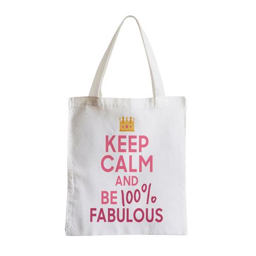 Grand Sac Shopping Plage Etudiant Keep Calm and Be 100% Fabulous Parodie Angleterre Fabuleuse