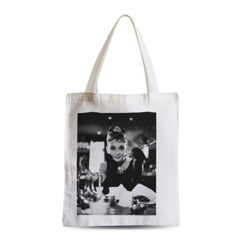 Grand Sac Shopping Plage Etudiant Audrey Hepburn / Photo Noir et Blanc / Sourire Captivant