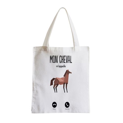 Grand Sac Shopping Plage Etudiant Mon Cheval M'Appelle Animaux Passion