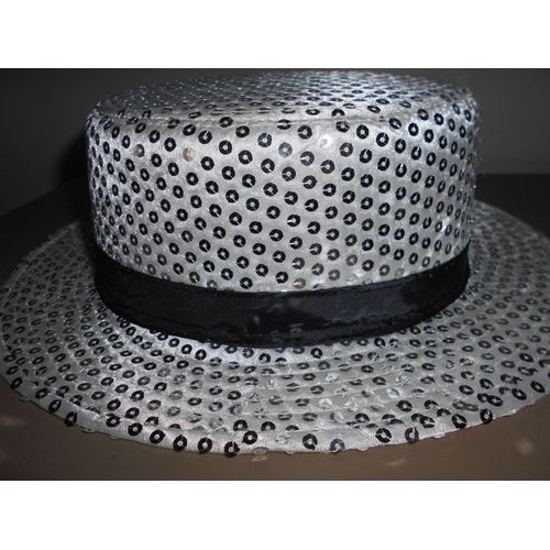 Chapeau Tissu Pour Déguisement Fête Argenté Paillette