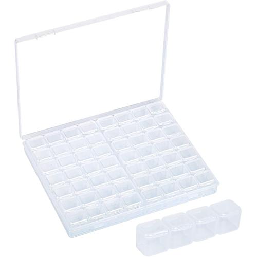 Boîte Rangement Perle Diamants Boite Perles Compartiment en Plastique Transparent Conteneur de Bijoux avec 56 Grilles Amovible Organisateur pour Boucles D'oreilles Maquillage