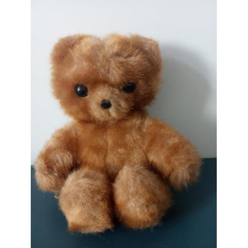 Vintage Peluche Ours Caramel Ajéna Made In France