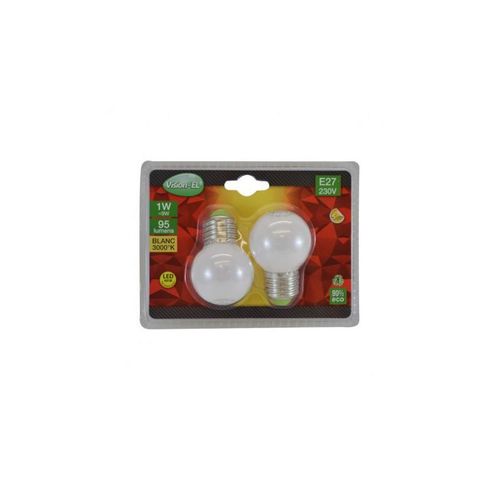 Ampoule Led E27 Bulb 1w=10w 3000k Blister X 2