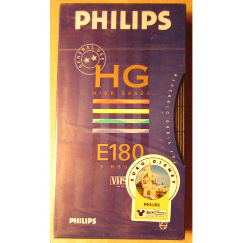 Cassette Philips HG 180 Minutes - Sticker Euro Disney official sponsor