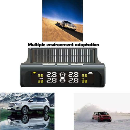 Système de Surveillance de la Pression des Pneus écran LCD en Remps Réel avec 4 Capteurs Externes for Auto SUV MPV Solaire Système dalarme Vocale ContrôLe de Pression de Pneus 