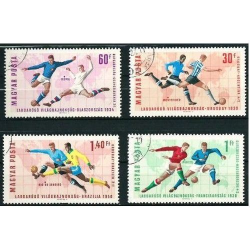 Hongrie 1966, Beaux Timbres Yvert 1833 1834 1835 Et 1836 Coupe Du Monde De Football En Angleterre, Oblitérés, Tbe.